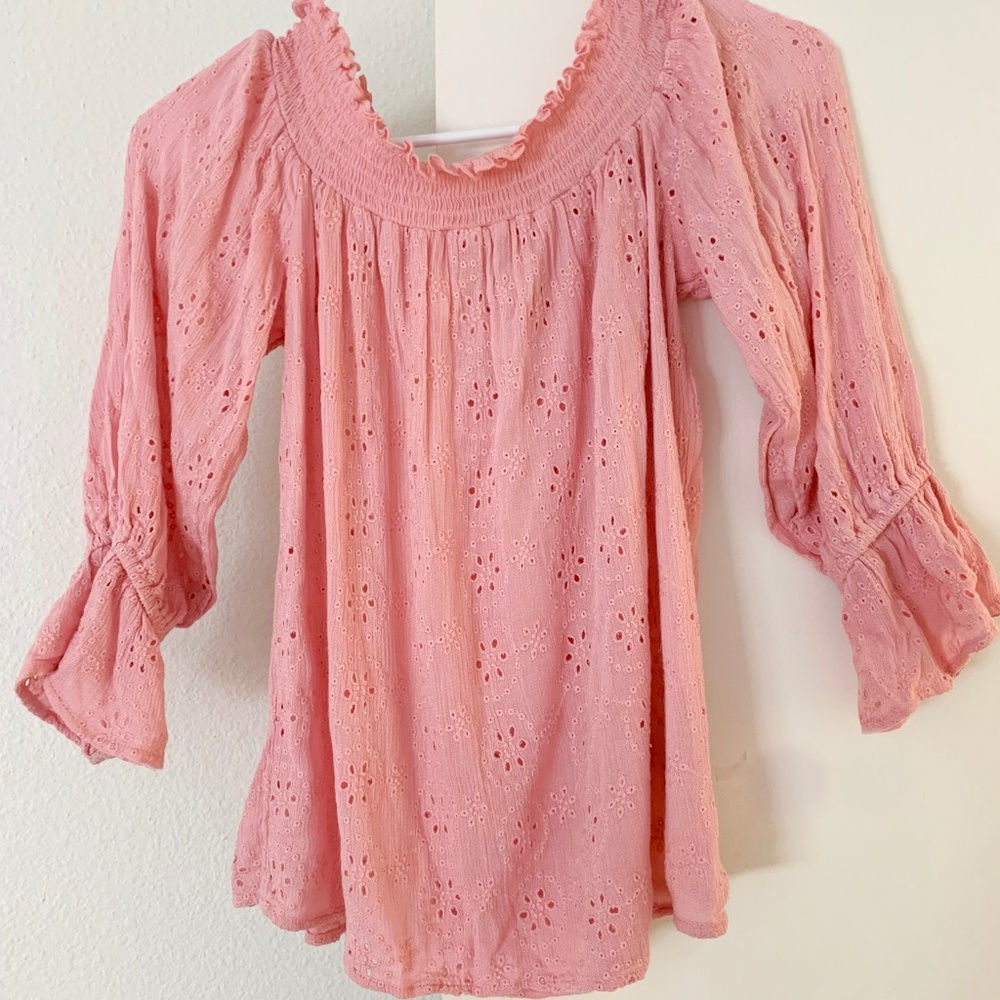 Off the Shoulder Eyelet Blouse